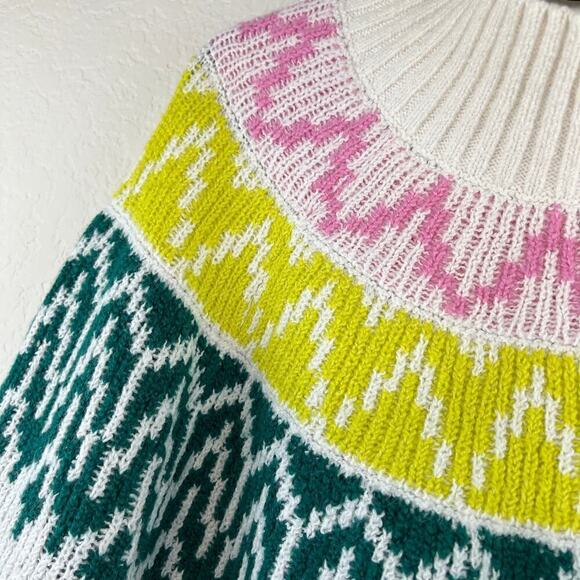 NWT Old Navy Fair Isle Mock Neck Pullover Sweater Size Small Women's White Green - Picture 5 of 6